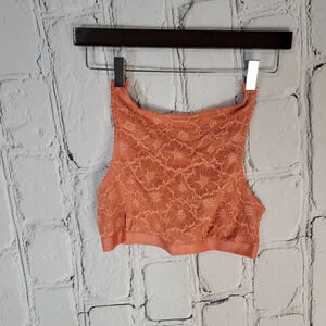 COLSIE High Neck Lace Longline Bralette Undershirt Lightweight Peach Summer Sz M